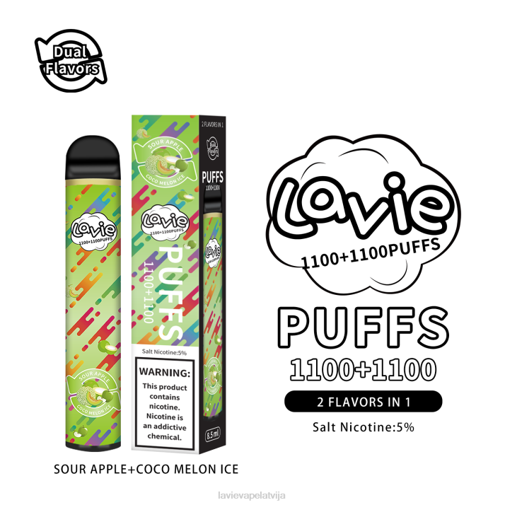 LAVIE BAR Switch 2200 uzpūtienu skābo ābolu/kokosa melones ledus 42L4297 - Lavie Vape Latvija