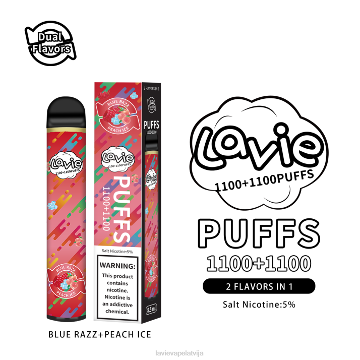 LAVIE BAR Switch 2200 uzpūtienu zils razz/persiku ledus 42L4298 - Lavie Vape Riga